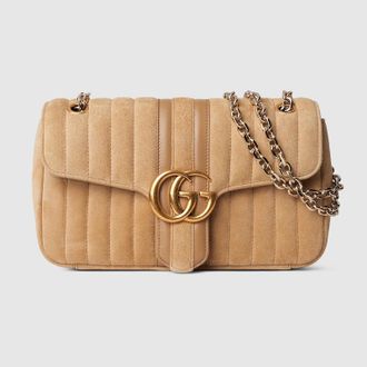 Gucci Jetset GG Marmont Medium Shoulder Bag, Beige, Suede