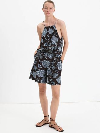 Mango Short pinces stampa floreale marrone - Donna - 38 - MANGO