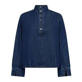 Co'Couture AzminaCC Denim Placket Blouse - female - CoCouture - Blouses - Blue - XS - Blouses & Shirts