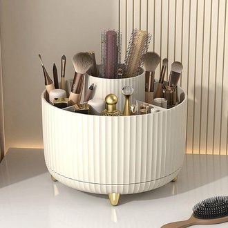 OEM Tubo Organizador Giratorio Para Brochas De Maquillaje Para Escritorio, Caja Para El Cuidado De La Piel, Giratorio, 15 15 12,5 Cm