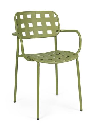 BIZZOTTO Conjunto de 4 sillas de acero con asiento verde