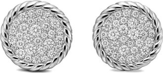 David Yurman sterling silver DY Elements Button diamond stud earrings