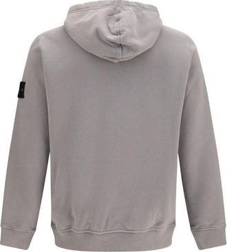 Stone Island Compass Logo Cotton Hoodie - Gray