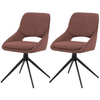 Hhg Hhg - Juego De 2 Sillas De Comedor 612, Silla De Cocina, Giratoria Con Retorno Autom&aacute;tico, Tejido Boucl&eacute; (540 G/m&sup2;) &Ouml;ko-tex, Marr&oacute;n