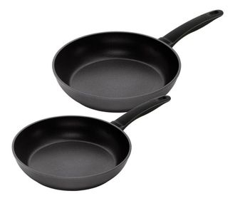 Kuhn Rikon Easy Induction Aluminium Non-Stick Frying Pan, Set of 2, 24cm & 28cm in Black