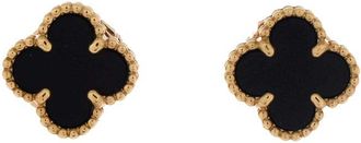 Van Cleef & Arpels 18K Gold Sweet Alhambra Stud Earrings 18K Yellow Gold And Onyx (Authentic Pre-Loved)