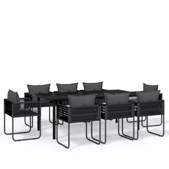vidaXL Juego De Comedor De Jard&iacute;n 9 Piezas Negro Vidaxl