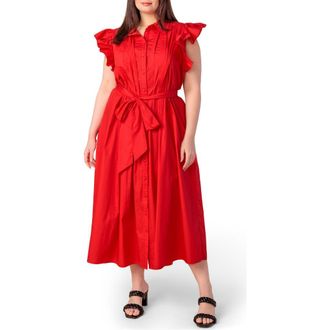 Flying Tomato Flutter Sleeve Woven Shirtdress in Red at Nordstrom Rack, Size 2 X