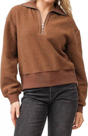 Dear John Denim Briar Half Zip Sweater In Brown Bear