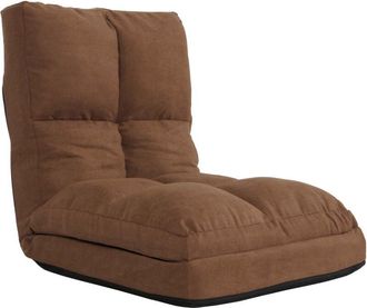 Hhg Sedia da pavimento HHG 914, poltrona da pavimento letto cuscino 4 posizioni reclinabili, velluto, marrone