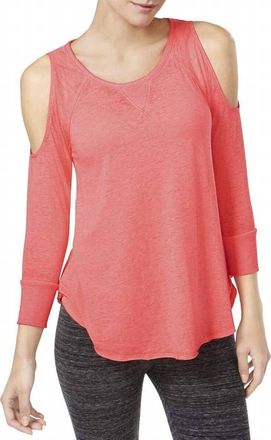 Calvin Klein Performance Cold Shoulder Long Sleeve Top In Neon Pink