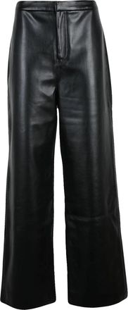 Isabelle Blanche Wide-Leg Faux Leather Pants with Zip Closure