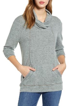 Loveappella Cross Neck Seamed Pullover in Mint at Nordstrom, Size X-Small