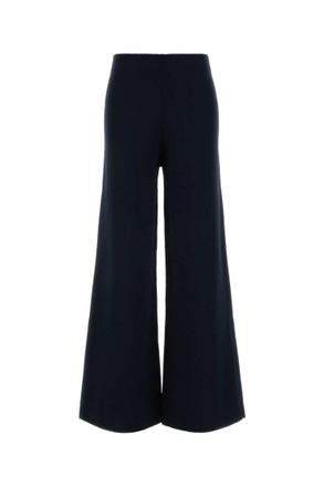 Max Mara Navy Blue Flared Flat Front Pant