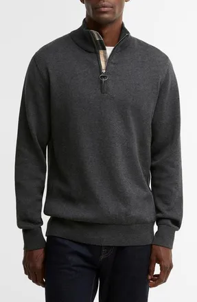 Barbour Cotton Half Zip Sweater in Charcoal at Nordstrom, Size Xx-Large