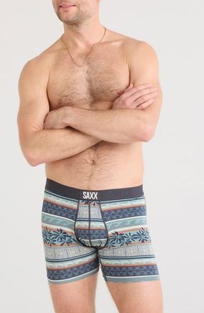 Saxx Ultra Super Soft Boxer Briefs in Beach Shack Stripe-Teal at Nordstrom, Size Small