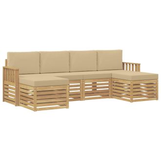 vidaXL Conjunto De Sof&aacute;s De Exterior 5 Pcs Blanco Y Beige Vidaxl