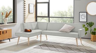 Exxpo Sofa Fashion Eckbank »Lungo, moderne Kedernaht, bequem und elegant, hoher Holzfuss« hochwertige Detailverarbeitung, frei im Raum stellbar