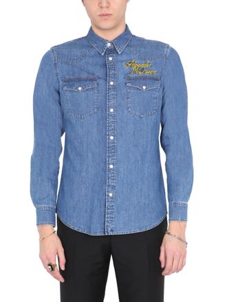 Alexander McQueen Blue Regular Logo Shirt