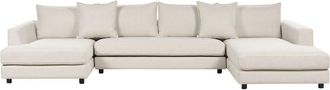 Beliani Corner Sofa 5 Seater LILVIKEN Fabric Light Beige