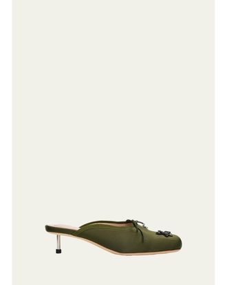 Simone Rocha 40mm Pointe Embellished Satin Ballerina Mules