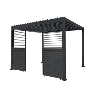 MonsterShop Anthracite Aluminium Pergola With 2 x Shutter Panels - 3m x 3m in Grey