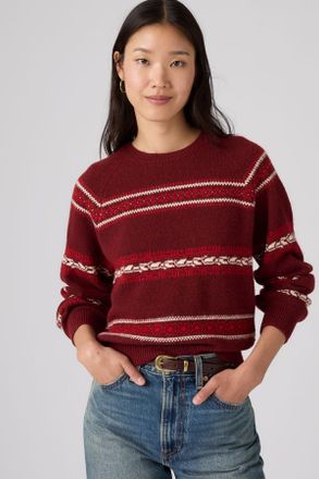 Levi's Jolie Fairisle Crewneck Sweater - Mujer - XS - Rojo / Coralie Fairisle V7 Warm Cabernet