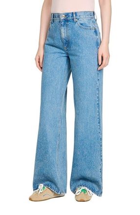 Sandro Faded wide straight-leg jeans in Blue Jean at Nordstrom, Size 40 Eu