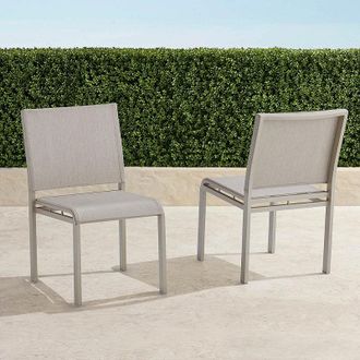 Frontgate Set of 2 Ibiza Dining Side Chair in Aluminum - Matte White with White Sling - Frontgate