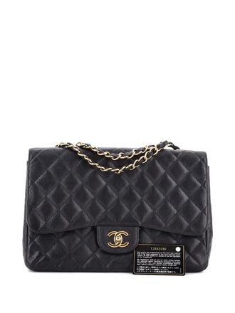 Chanel Classic Single Flap Bag Quilted Caviar Jumbo shoulder bag - Zwart