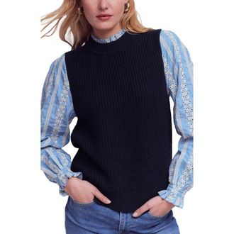 Boden Mixed Media Sweater in Navy at Nordstrom, Size X-Large