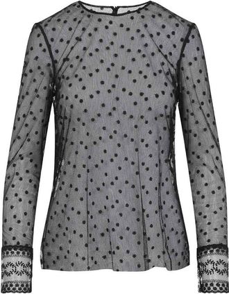 Alberta Ferretti L/S Pois Tulle Top