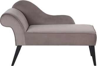 Beliani Beliani - Vintage Left Hand Velvet Chaise Lounge Taupe Upholstery Black Legs Biarritz