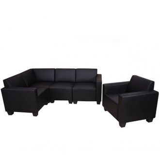 Hhg Sistema Modular Sof&aacute; Sof&aacute; Lyon 4-1, Polipiel, Negro