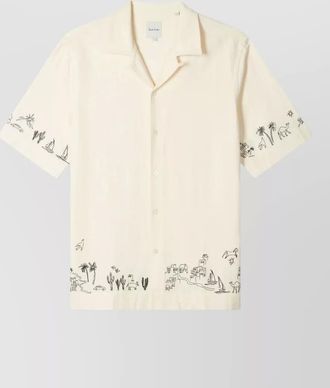 Paul Smith short sleeve camp collar embroidered shirt