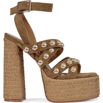 Azalea Wang Yara Block Sandal in Brown at Nordstrom, Size 7.5