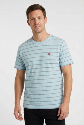 Levi's T-Shirt LEVIS, Herren, Gr. XXL, taper stripe forget me not, wei&szlig; stripes, Jersey, Obermaterial: 100% Baumwolle, gestreift, regular fit taillenbedeckt,