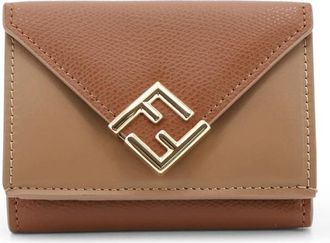 Fendi FF Diamanten Micro Trifold - Dames - Portefeuilles - Bruin - ONE Size - Leer - Accessoires