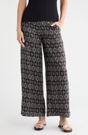 T Tahari Printed Wide Leg Pants in Black/Ivory Circles at Nordstrom Rack, Size 12