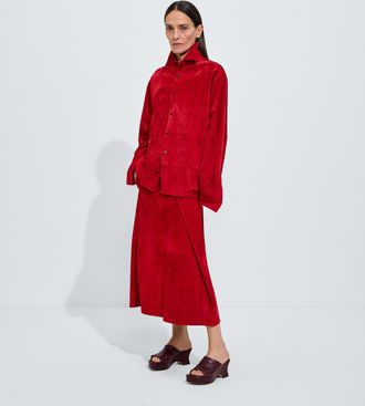 Bottega Veneta Camicia in suede - Rosso - Donna - 36