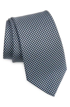 Ermenegildo Zegna Neat Mulberry Silk Tie in Navy Fan at Nordstrom