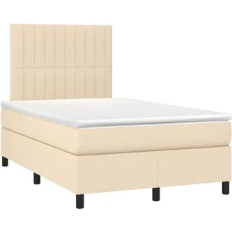 vidaXL Cama Box Spring Con Colch&oacute;n Y Led Tela Crema 120x200 Cm Vidaxl