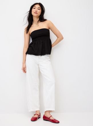 Twik Womens Linen-blend barrel-leg dress pant