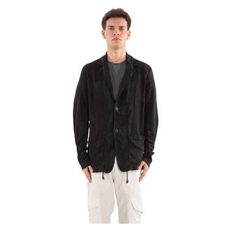 Transit Par-Such Linnen Gebreide Blazer - Heren - Blazers - Zwart - XL - Linnen - Jassen