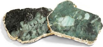 ANNA new york Kivita Set of 2 Gold Plated Coasters in Green And Gold at Nordstrom