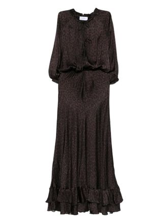 So Allure ruffle leopard-print maxi dress - women - Viscose/Polyester - 40 - Brown