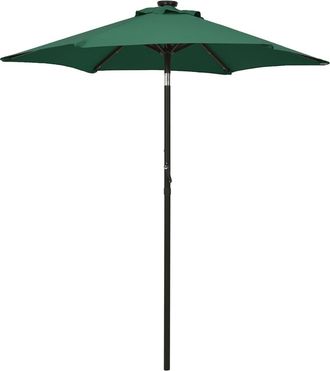 vidaXL Sombrilla De Jard&iacute;n Con Luces Led Aluminio Verde 200x211 Cm Vidaxl