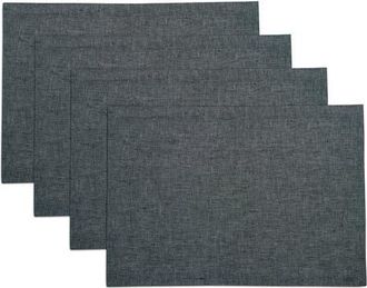 Solino Home Linen Placemats Set of 4, 14 x 19 Inch for Dining Table, Holiday and Everyday Table Decor - Athena in Charcoal Grey at Nordstrom, Size