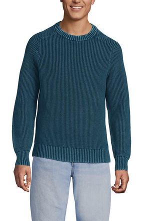 Lands End Drifter Cotton Crewneck Sweater in Baltic Teal at Nordstrom, Size X-Large
