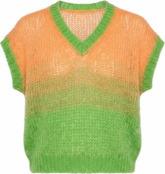 Lind &AElig;ble Sweater - Dames - V-hals truien - Groen - S/M - Truien & Vesten
